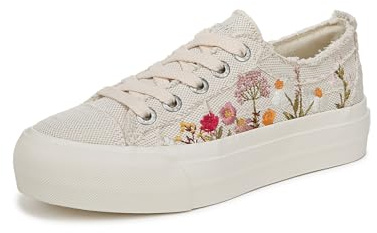 Blowfish Malibu Women's Sadie-Sun Sneaker White Embroidered Canvas 8.5 M