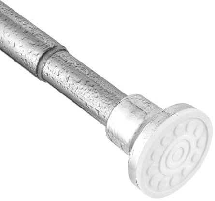 Shower Curtain Pole Silver， Adjustable Telescopic Shower Curtain Rod 72-255cm， Shower Curtain Rail No Drilling and Stainless for Bathroom, Window