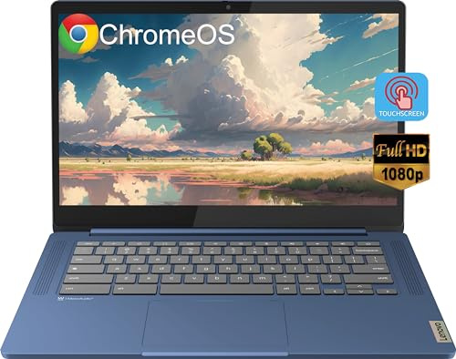 Lenovo Slim 3 Chromebook Laptop per studenti d'affari, 14 '' FHD IPS Touchscreen, processore MediaTek Kompanio 520 a 8 core, 4 GB di RAM, 64 GB eMMC, Wi-Fi 6, Bluetooth, Chrome OS, Abyss Blue