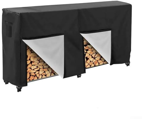 Feegow Housse de protection pour bûches de bois de chauffage, bâche imperméable et résistante en tissu Oxford pour cadre en bois (carré, 244 x 61 x 107 cm)