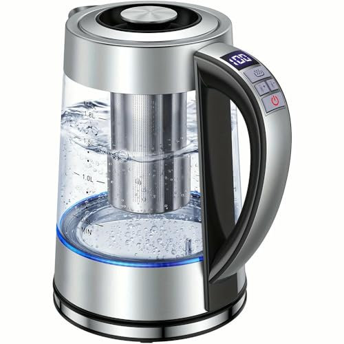 ZBDZSW Electric Kettle Glass Stainless Steel Filter And Inner Lid Glass Kettle for Coffee, Tea, And Powdered Milk.