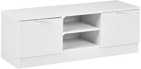 Beliani TV-Möbel 2 Ablagen 2 Schubladen Spanplatte 102 cm Skandinavischer Stil Weiß Winnipeg