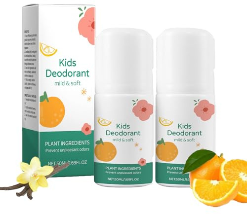 Naturliga deodoranter för barn, roll-on för tonåringar, mjuka och uppfriskande, naturligt parfymskydd, för pojkar och flickor, perfekt för skola och sport
