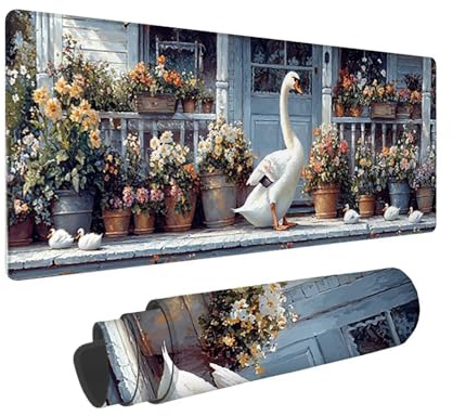 Tapis de Souris de Jeu, 800 x 300 mm XXL Tapis Souris Gaming Grand, Antidérapant Étanche, iExtended Long Clavier Mouse Pad XXL, Accessoire Bureau, pour Gamer, Ordinateur, PC (Chalet oie) i-819
