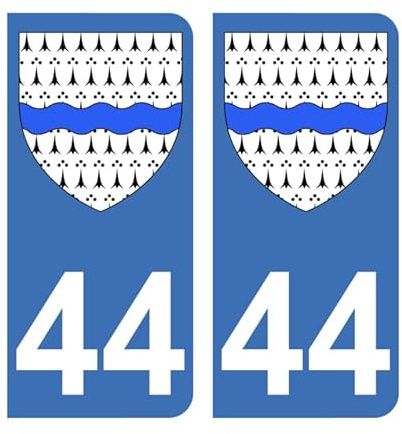 Autocollant 44 Blason du département de la Loire Atlantique Plaque immatriculation Auto (9,8 x 4,5 cm)