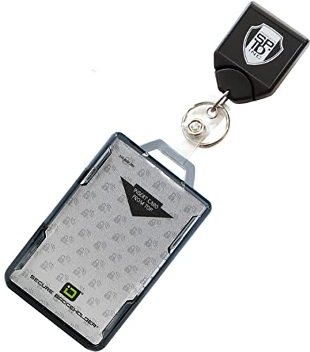 Kraftig infällbar märkesrulle med RFID-blockerande märkeshållare – identitet stark multikorthållare med nyckelring för två märken – fyrkantig rulle utan vridning för militär, säkerhet av specialist ID