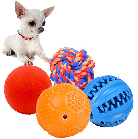 Volacopets Puppy Balls - Pack with Different Functions & Teething Toys for Small Dogs, Squeaky Dog Balls, Rubber Chew Toys for Enrichment