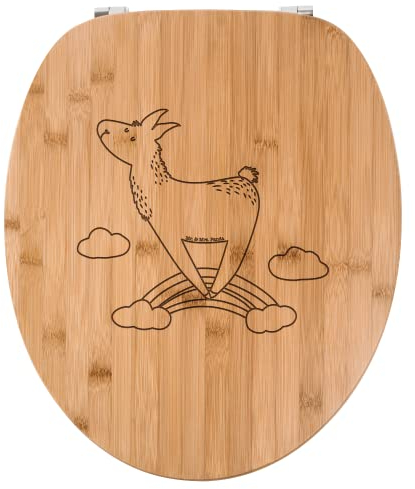Mr. & Mrs. Panda WC Sitz Lama Regenbogen - Geschenk, Haters, Toilettendeckel, Klobrille, Klodeckel, WC-Sitz, Wolkenland, Toilette, Alpaka