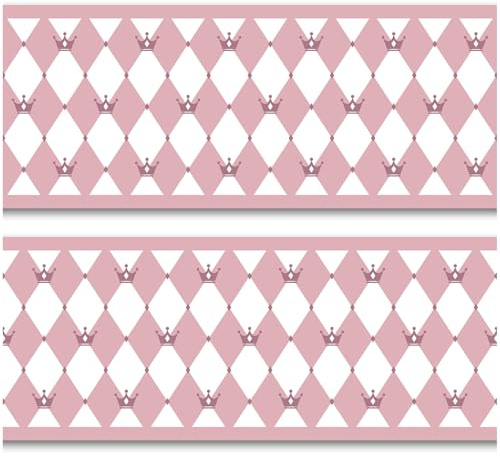 Bordüre 15cm x 200cm für Kinderzimmer Babyzimmer Dekor Aufkleber Wandbordüre selbstklebend Wandtattoo für Kinder Mädchen Junge Y033 (Prinzessin)