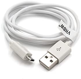 vhbw Kabel USB auf Micro USB 1m weiß kompatibel mit Sony FDR-AX100, FDR-AX100E, FDR-AX33, FDR-AX700 4K, FDR-AXP33, FDR-X1000V, FDR-X3000 Kamera