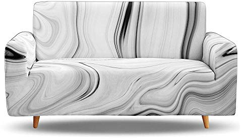 Tanboank Sofabezug 1 2 3 4 Sitzer Sofa,Schwarze, Weiße, Künstlerische Textur Sofa Hussen Stretch Sofa überzug Ecksofa Stretch Sofahusse Couch Cover I Form Sofaüberwurf L Form 145-185 cm