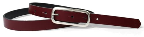 FRONHOFER Damengürtel Leder 2 cm schmal, silberne Dornschnalle | Bundweite 85-120 cm, Schnalle 7 x 3 cm echt versilbert, flacher Zuschnitt, Made in Germany