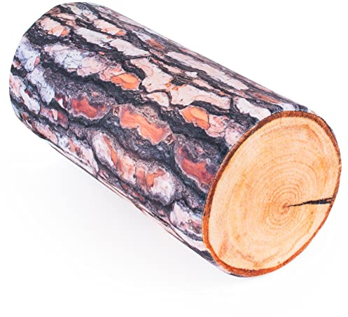 FANCY Nackenrolle Baumstamm Kuschelkissen süße Dekokissen 40 cm Log Pillow Kuschelrolle Plüsch Kissen Holz Kissenrolle lang - lustig Zierkissen Sofa Kissen (Kieferlog)