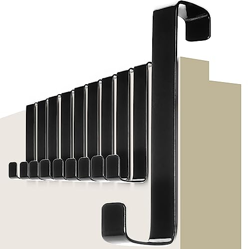 4smile Türhaken zum Einhängen - 10er Set solide Kleiderhaken Tür - Einzeln verwendbare Haken zum Einhängen, formstabile Türhakenleiste, universelle Türgarderobe, Fb. Schwarz
