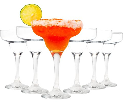 Vikko Margarita Glasses Set of 6, 10 Ounce, Crystal Clear Margarita Glass, Cosmopolitan Glassware for Margaritas, Frozen Drinks, Pina Coladas and Cocktails, Margarita Cups