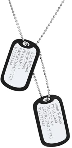 Supcare Vatertagsgeschenk Herren Personalisiert Dog Tags Halskette, Erkennungsmarke Hundekette Anhänger Gravur Name Text Edelstahl Militär Armee Kette Hund Necklace Modeschmuck für Frauen Jungen