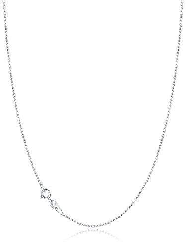 Jewlpire 925 Sterling Silver Women's Necklace, 1mm Cable Chain, 18inch, Hypoallergenic & Comfortable, Sturdy & Durable, Sparkle & Smooth for Her