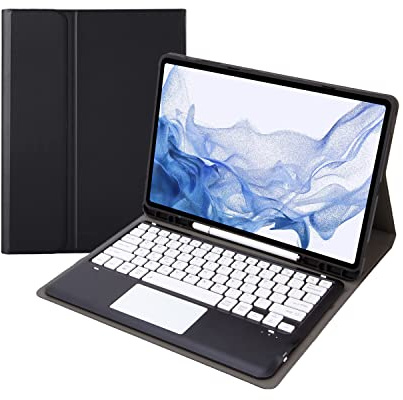 Teclado Tablet para Samsung Galaxy Tab S8 Plus/S7 FE/S7 Plus 12.4 pulgadas Funda, extraíble magnética piel funda con Touchpad teclado Bluetooth Wireless Keyboard, S Pen Holder (negro)