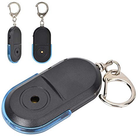 Key Whistle Finder Keyring Wireless Anti Lost Alarm Key Finder Locator Whistle Sound LED-Licht mit Batterie Rot (Blau)