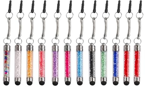 Hemobllo Universal Capacitive Stylus Pen for Touchscreen Phones and Tablets 4.72In Mobile Phone Pendant with Crystal Charm and 3.5Mm Dust Plug Strap