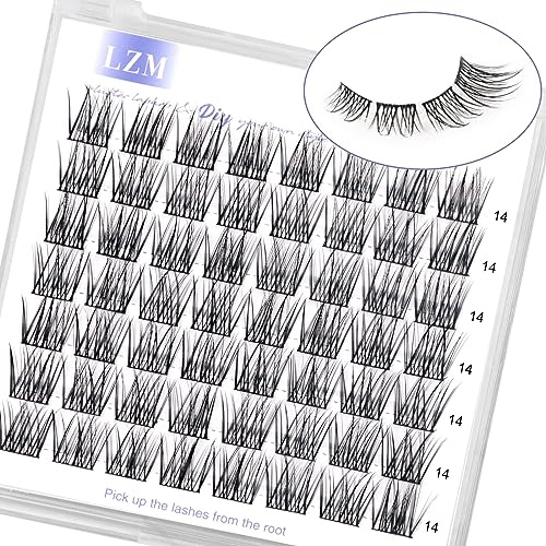 LZM Lash Cluster Wimpern Extensions C Curl Wimpern Einzeln (WL08-14mm) | 14mm Natürliche Wimpern Leichte und weiche cluster lashes, Dünnes Band fake lashes, wiederverwendbar künstliche wimpern