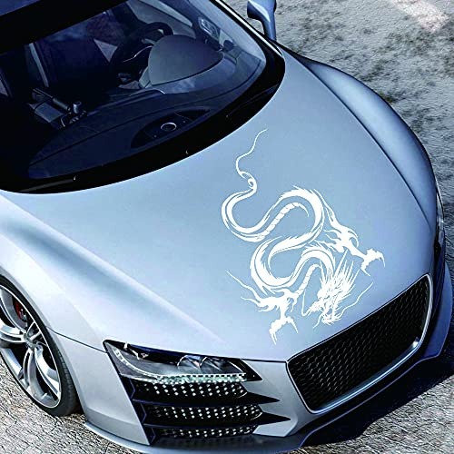 Reflektierend Autoaufkleber für Motorhaube Vinyl Fliegender Drache Aufkleber für Autos (Weiß)