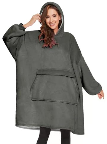 GAYYNE Hoodie Decke mit Ärmeln Deckenpullover, Tragbare Decken Hoodie Damen, Ultra Weiche Sherpa Fleece Hoodie Sweatshirt mit Big Pocket als Geschenke für Frauen Damen