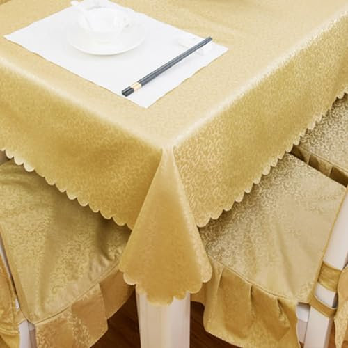 XQSSB Tischdecke Tischwäsche Anti Heißverschleißfest Lotuseffekt Tischtücher mit Zarten Pastelltönen Golden 100 × 160 cm