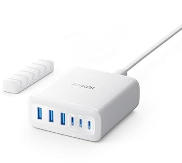 Anker USB-C Ladegerät, 6 Port Ladestation mit 112W Ausgang Leistung, Für iPhone 17/16/15 Series, MacBook Air, Pixel, Galaxy, iPad, und mehr (Ohne Ladekabel)