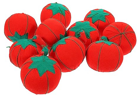 KONTONTY 10 Stück Tomaten Nadelkissen Kleines Wiederverwendbares Nähzubehör aus Baumwollstoff Kompaktes Nadelkissen für Nähen und Quilten Praktisches Geschenk für Handarbeitsfans
