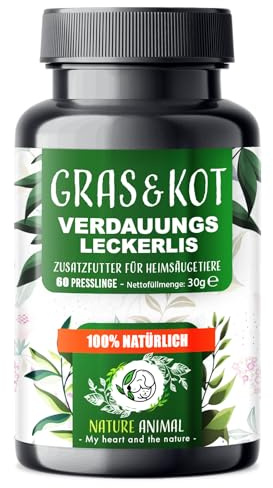 Nature Animal® Gras + Kotfresser Leckerlis für Hunde – bei Sodbrennen & Magen Darm nach fressen von KOT - bessere Verdauung - Verdauungssnacks für Hund