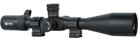 Monstrum Hornet 6-24x50 FFP Rifle Scope | Includes Zero Stop, Bubble Level Scope Rings, 1 CR2032 Battery, and Detachable Sunshade | X-Tree MIL Reticle