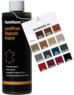 Furniture Clinic Måla och färg för hudreparation, självtätande färg för enkel reparation, lämplig för lädersoffor, bilsäten, skor, väskor (500 ml, tallgrön)