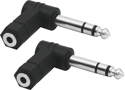 Riertostng Right Angle 1/4 to 1/8 Audio Adaptor, TRS Stereo 1/4inch 6.35mm Male to 1/8inch 3.5mm Female Audio Plug Jack Connector Converter (2Pcs)