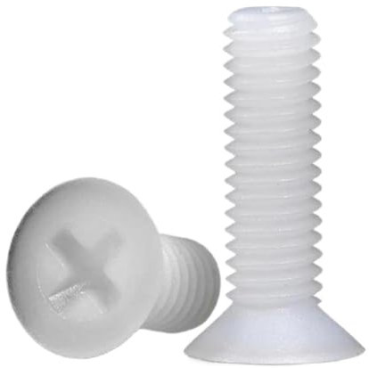 Schwarz/weiße Nylon-Senkkopfschrauben, Kunststoff-Phillips-Flachkopfschrauben M2-M8, weiß-20Stk, M2x4
