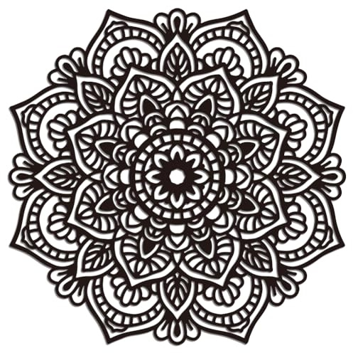 WADORN Wanddekoration Mit Mandala Aus Metall, Wandkunst Mit Mandala Blumen Zum Aufhängen Dekorationsschilder Mandala Muster Wandskulptur Für Yoga Studio Zuhause Wohnzimmer Büro, 29.9x30cm