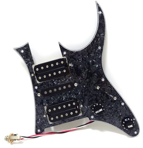 Yuemiya HSH Vorverdrahtetes Schlagbrett für Humbucker Gitarre, Perlschwarz für Ibanez RG, Ersatzteil