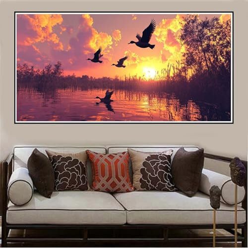 Autumn Paint by Number for Adults, DIY Sunset Paint by Number Kits for Adults Beginners, Painting by Numbers Canvas Large 160x80cm Acrylic Painting Adult Crafts Hobbies,Room Decor Gifts for Women-1214