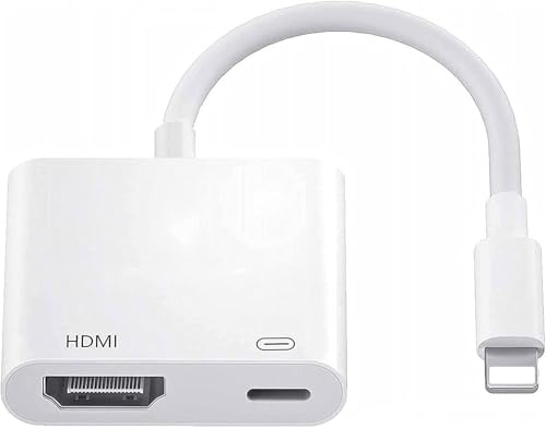 HDMI Adapter compatible with i Phone iPad, 1080P HDMI Adapter for iPhone to TV Sync Screen Video & Audio Digital AV Converter with Charging for iPhone, iPad, iPod on HDTV/Projector/Monitor