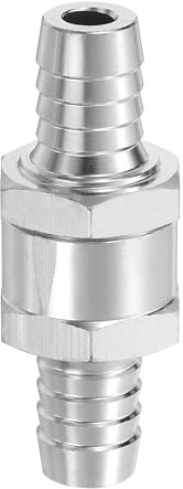 QUARKZMAN Válvula Retención Combustible 12mm (1/2) Para Gasolina Plateado | Válvula Retención Unidireccional, Accesorios Control Aleación Aluminio, Diésel Aire Agua