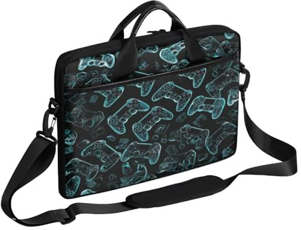 Speltryck spelkontroll laptopfodral för 13-15 tum laptopfodral handväska messenger bärande anteckningsbok portfölj väska för flickor pojkar män kvinnor, Färg, 13-15 in