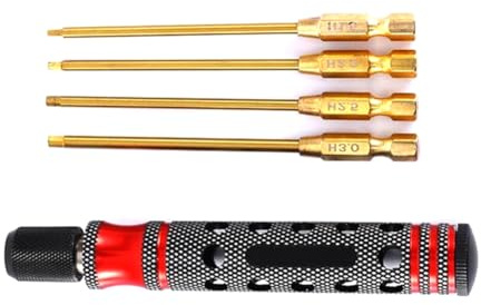 Comphic Hexagon Screwdriver Set 1.5, 2.0, 2.5, 3.0mm Quick Change Allen Key, Hex Wrench Tool for RC Cars, Crawlers, Boats A