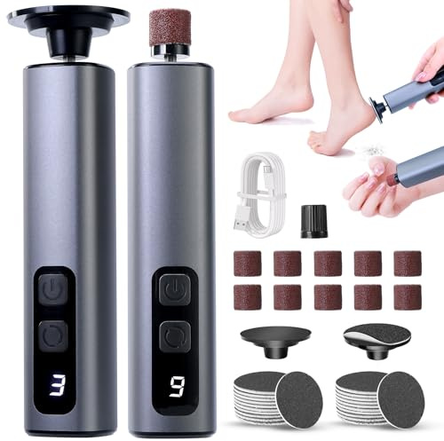VAYALT Electrica Pies Durezas, Pedicura Profesional Para Pies 2 en 1 con Pantalla LCD y 9 Velocidades, Pies Electrica Pies Pulidor de Callos para Secos y Agrietados Talones (Negro)