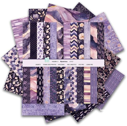 Scrapbook Papier 30.5 x 30.5 cm, 24 Blätter Blumen Muster Bastelpapier (B) | 24 Designs Doppelseitiges Motivpapier, Decoupage Papier zum Basteln für DIY Kartenherstellung Fotoalbum Journals Dekoration