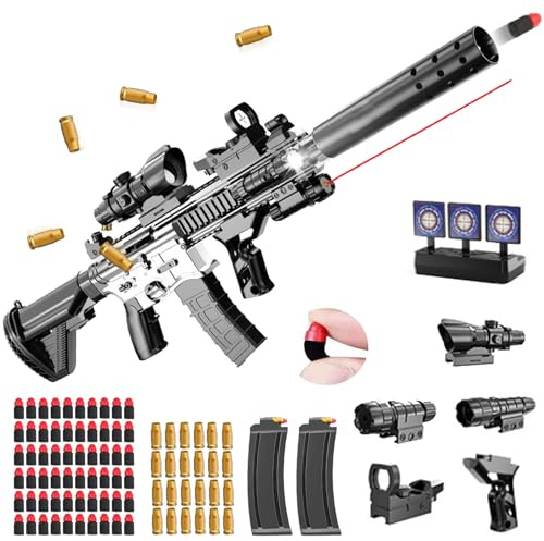 Pistola giocattolo per bambini, giocattolo morbido bullet gun M416, pistola in schiuma, ricarica manuale, pistola morbida per 12 + regali per bambini