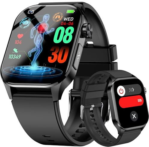 Advanced Health Smartwatch for Women Men with Real-Time Monitoring of Heart rate, Blood Oxygen, Body Temperature, Blood Pressure, Sleep Auality and Stress Levels.Always-On Display, for Android & iOS