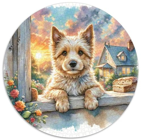 Weich beschichteter Weizenterrier Rund Puzzles 1000 Teile Fur Erwachsene Und Kinder HaustiErhund Geschicklichkeitsspiel Geschenk Fordernd Kleinkinder Groß 1000pcs (67.5x67.5cm)