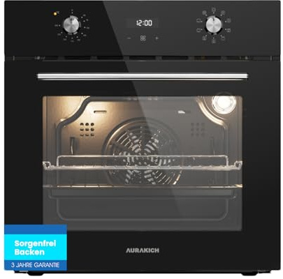 AURAKICH Four encastrable 60 cm, capacité 70 L, noir