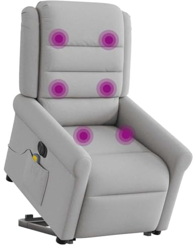 Owoxanthellate Fauteuil de massage électrique avec aide au relevage, gris nuage, 73 x 91,5 x 102,5 cm, massage vibrant à 6 moteurs, réglable