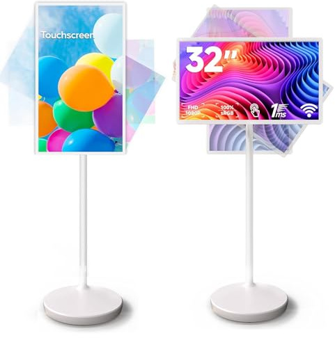 Sunseota 32 Pulgadas Touchscreen Portable TV, Tableta Portátil,1080p Portable Smart Monitor, Rotatable Touch Screen Mobile Smart TV Floor Standing Mobile Portable TV 8+128GB